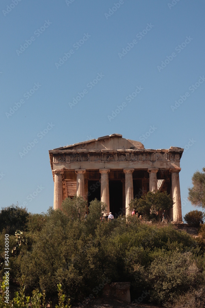Temple of Hephaestus in beutiful sun Greece