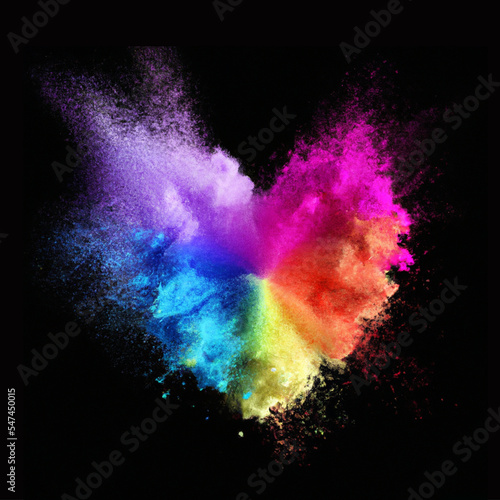  illustration, valentines day, heart, powder explosion, color pigments, joy, happiness, love, strength