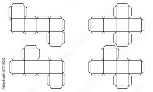 cube mesh net pattern on white background