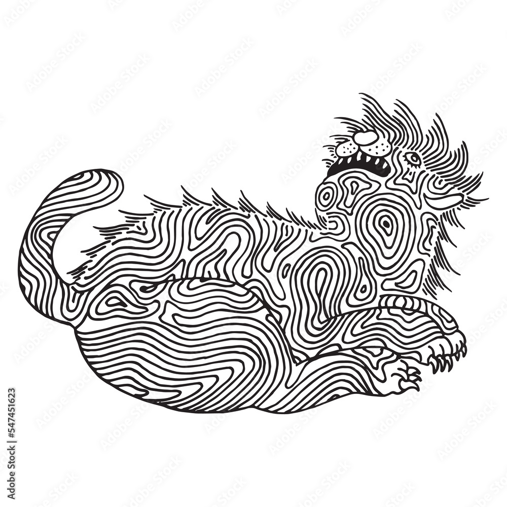 a hairy cat that has an abstract wood pattern on its body is looking up