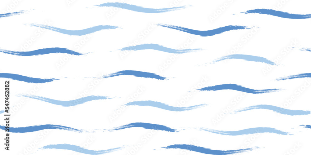 Seamless Wave Pattern, Hand drawn cute water vector background. Watercolor sea brush smears, baby paint lines design Seamless Wave Pattern, Hand drawn cute water vector background. Watercolor sea brush smears, baby paint lines design