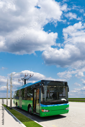 Electric bus with charging station. Concept	