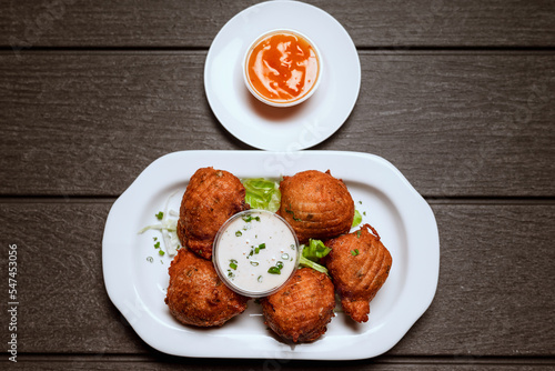 Fish Cakes with Green Vegetables photo