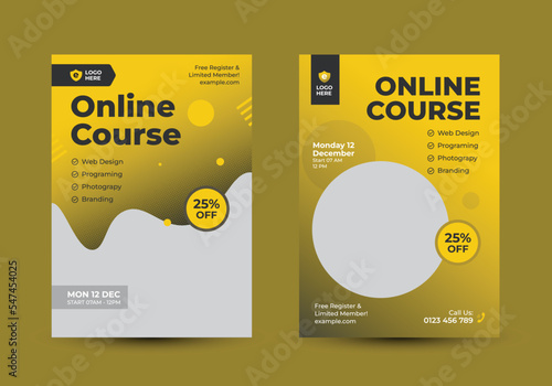 Online course class flyer brochure template design