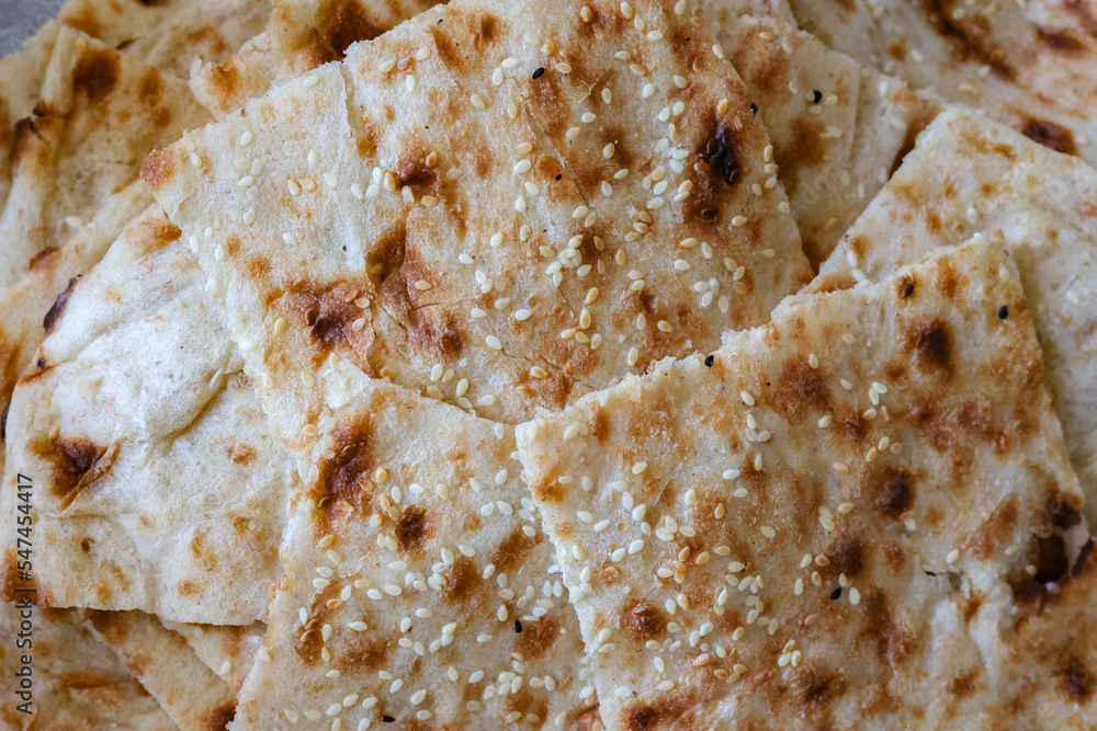 Freshly made traditional Persian bread - sangak Freshly made traditional Persian bread - sangak