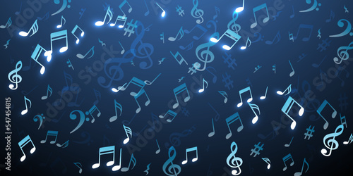 Music notes flying vector illustration. Melody