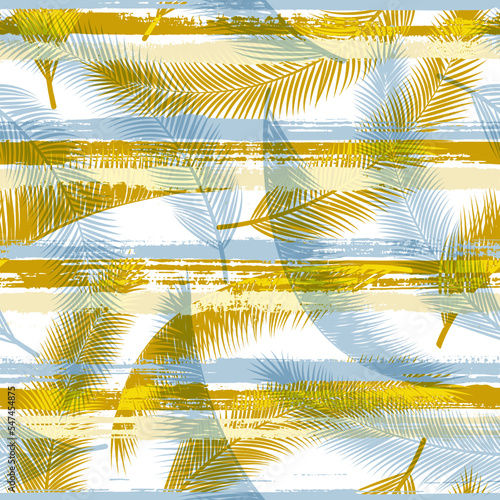 Cool coconut palm leaves tree branches overlaying