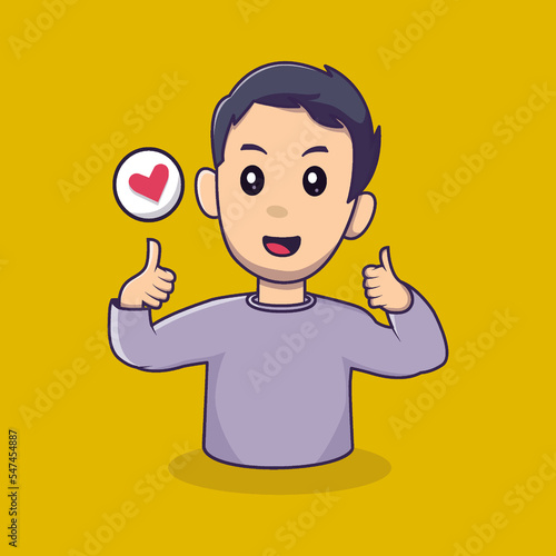 Illustration of cute boy showing thumbs up. Happy children day