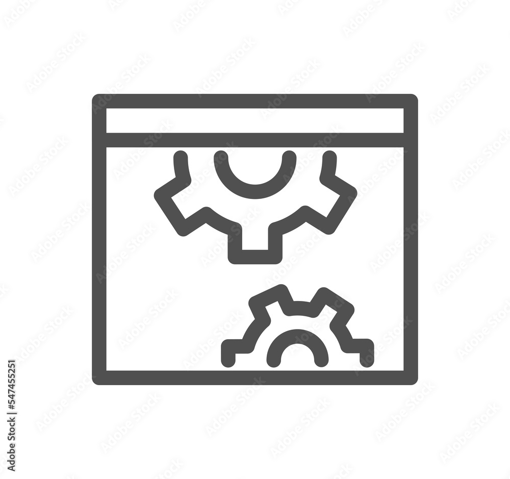 Engineering and gear icon outline and linear symbol.
Engineering and gear icon outline and linear symbol.