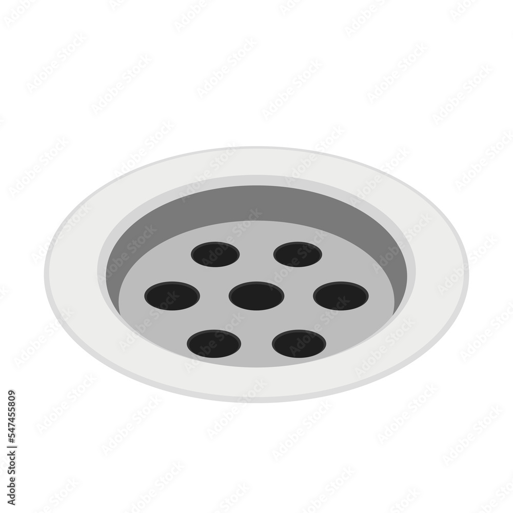 Drain vector. Drain in plumbing. Sink hole on floor. Element of water supply system. Bath and shower detail. Flat cartoon illustration. Drain vector. Drain in plumbing. Sink hole on floor. Element of water supply system. Bath and shower detail. Flat cartoon illustration.