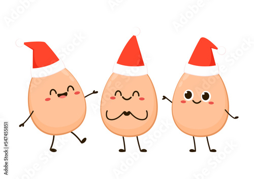 Egg character design. egg vector on white background. Santa hat vector.
