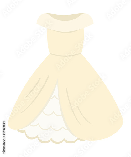 Vector bridal dress icon. Bride clothes illustration. Cute just married girl night gown. Wedding ceremony picture