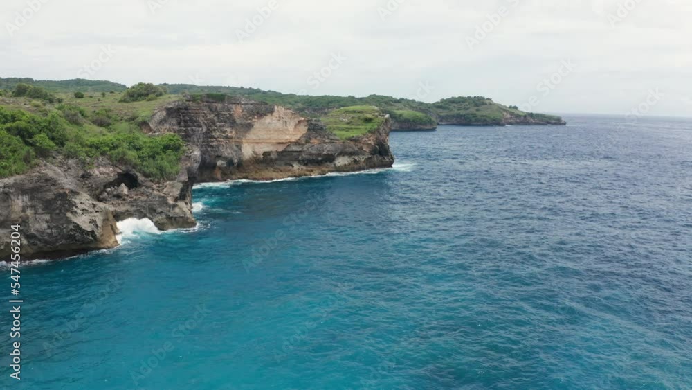 Aerial of Penida Island and Indian Ocean, Indonesia Aerial of Penida Island and Indian Ocean, Indonesia