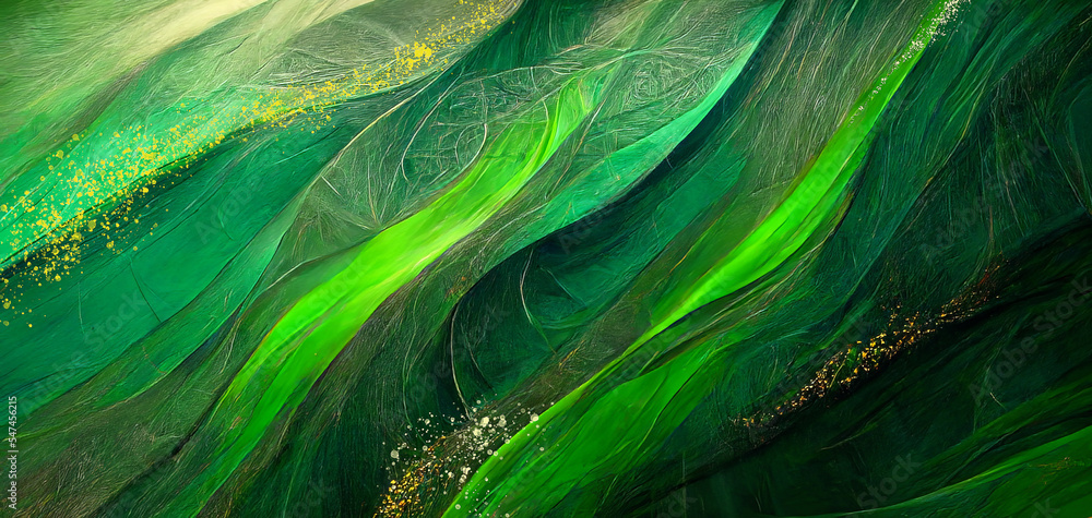 Fototapeta Abstract stripes background. Green curvy stripes and lines texture. Digital art green background. Abstract wallpaper.