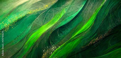 Obraz Abstract stripes background. Green curvy stripes and lines texture. Digital art green background. Abstract wallpaper.