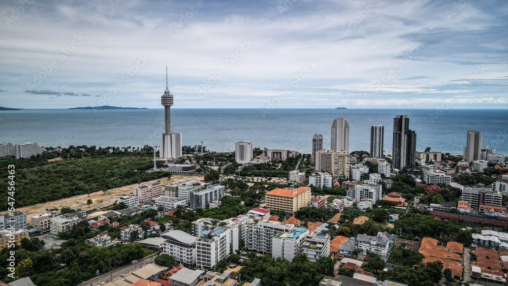 The aerial views of Pattaya in Thailand