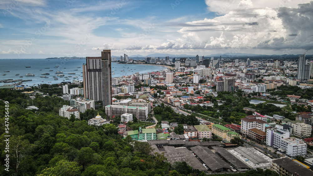 The aerial views of Pattaya in Thailand
