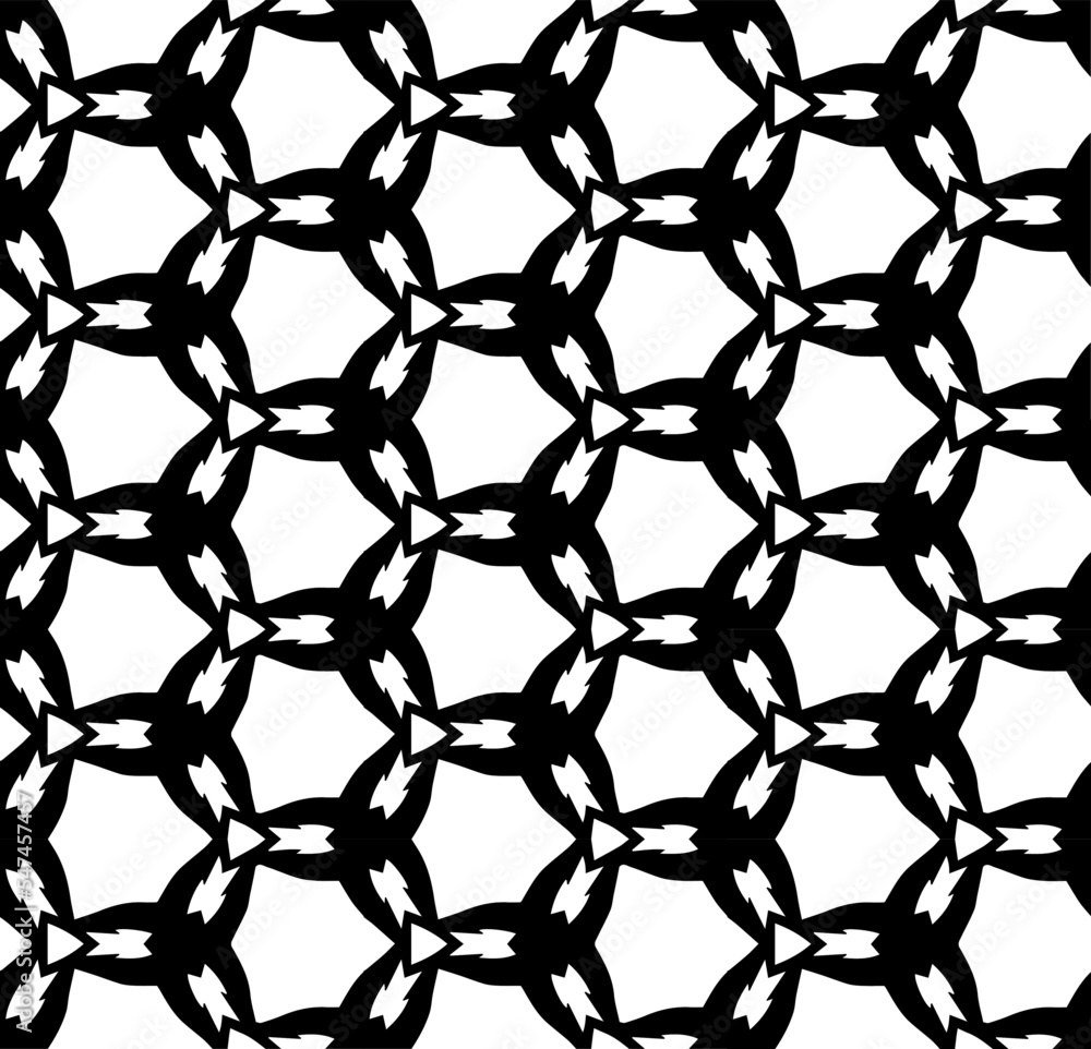 Fototapeta premium Black and white seamless abstract pattern. Background and backdrop. Grayscale ornamental design. Mosaic ornaments. Vector graphic illustration. EPS10.