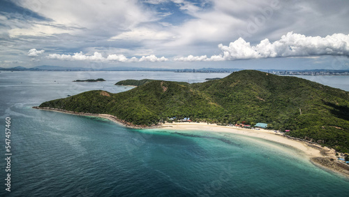 The aerial views of Koh Larn Island in Thailand