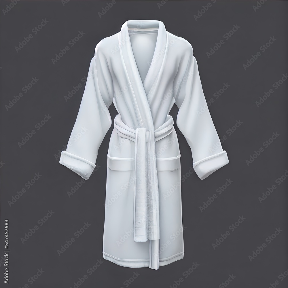 Blank white hotel bathrobe mockup, front view, 3d rendering. Empty