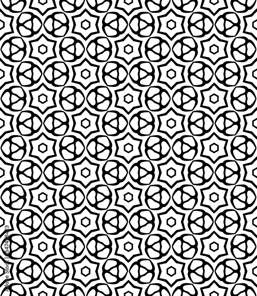 Black and white seamless abstract pattern. Background and backdrop. Grayscale ornamental design. Mosaic ornaments. Vector graphic illustration. EPS10. Black and white seamless abstract pattern. Background and backdrop. Grayscale ornamental design. Mosaic ornaments. Vector graphic illustration. EPS10.