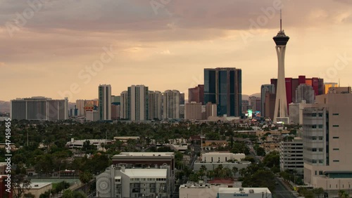Las Vegas Sunset Skyline Cityscape Time Lapse Tilt Up Nevada USA