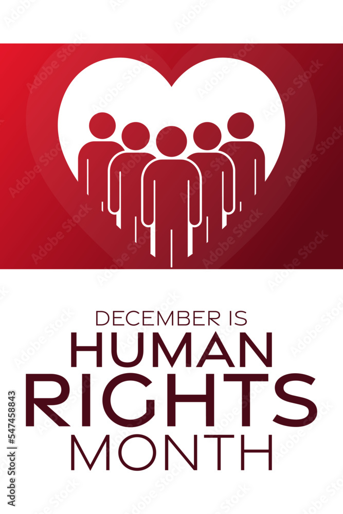 December is Human Rights Month. Vector illustration. Holiday poster.