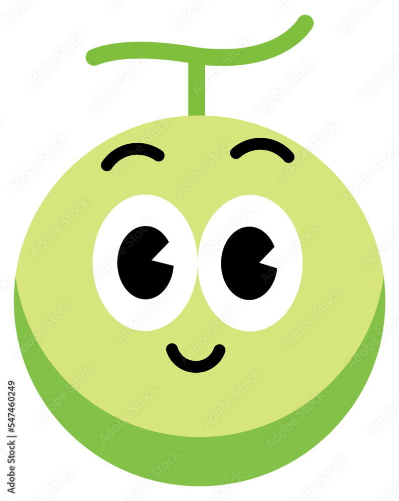 Fototapeta premium Melon face cute with white stroke
