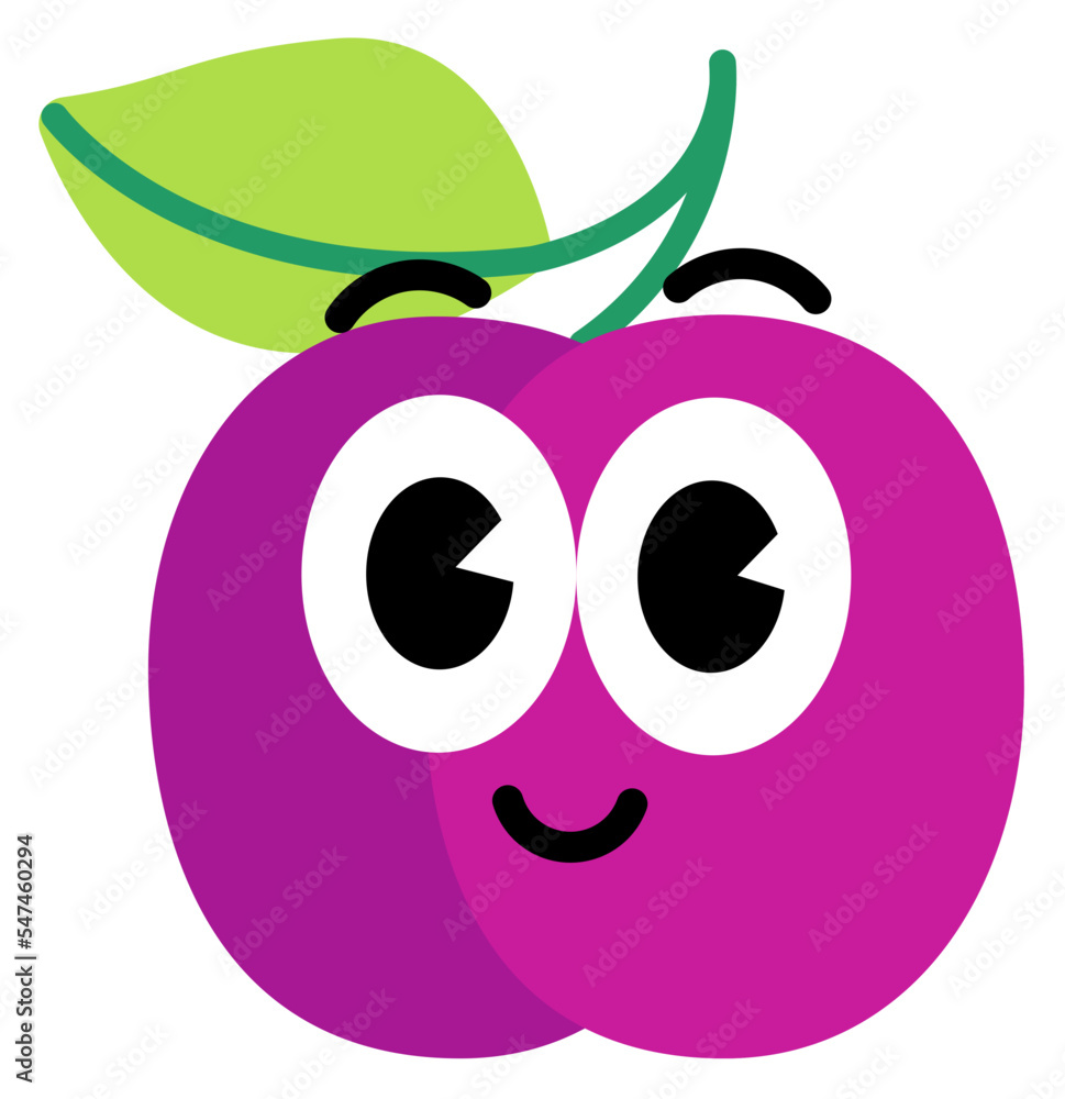 Obraz premium Plum face cute with white stroke