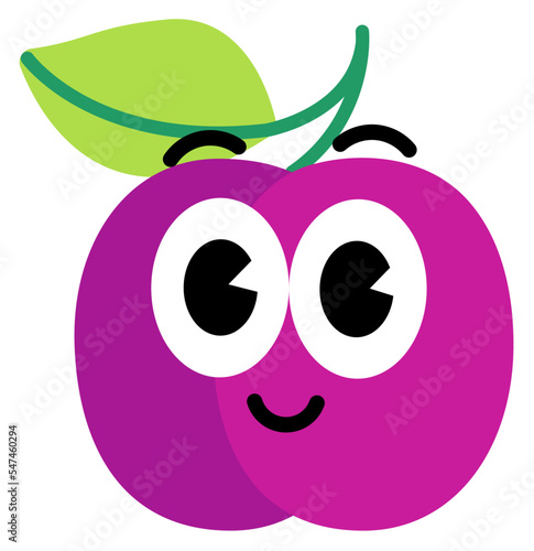 Plum face cute with white stroke