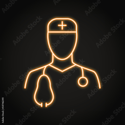 Doctor with stethoscope neon icon