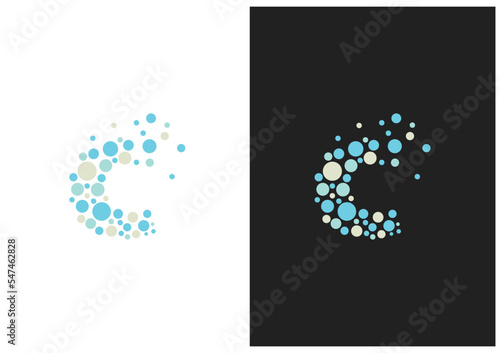 Circles falling apart from the letter C