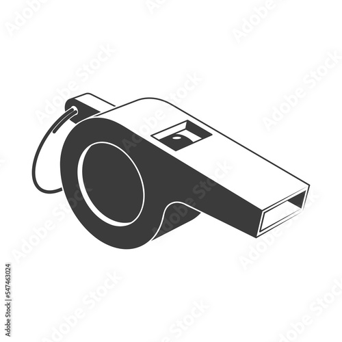 Referee whistle icon silhouettes. Vector illustration. Sport whistle