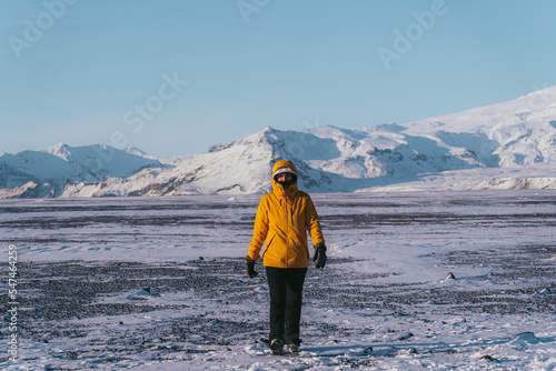 woman walking in the morning in iceland