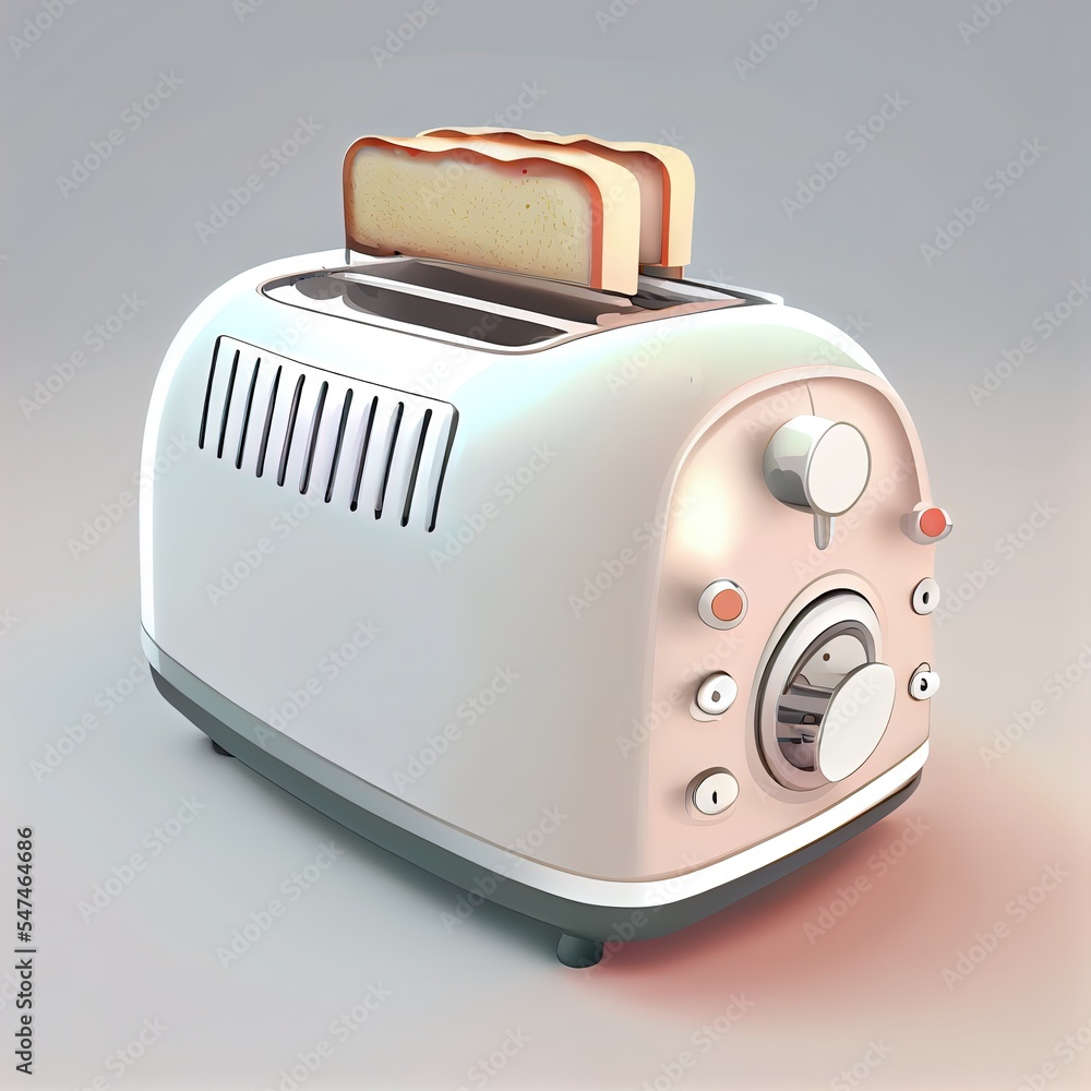 Toaster retro warranty concept. 3D rendering isolated on white background Toaster retro warranty concept. 3D rendering isolated on white background