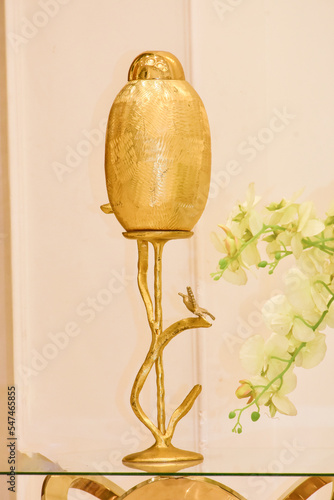 luxury golden flowers table vase modern metallic interior decoration pot
