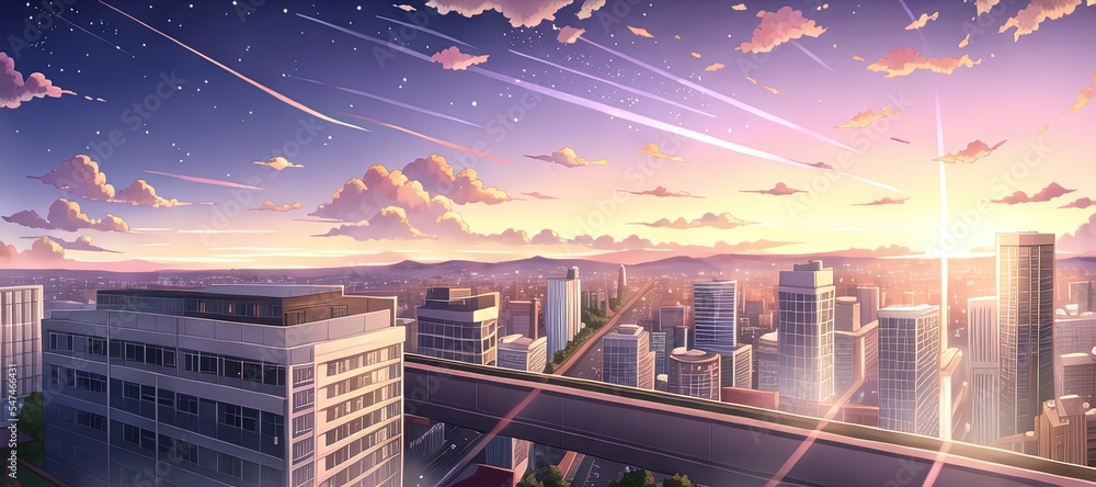 Anime style city. AI generated art illustration. Stock Illustration ...