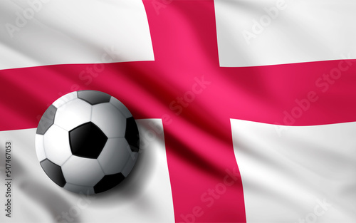 Soccer ball on flag of England