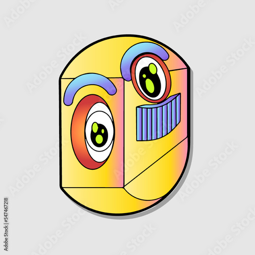 Illustration of funny abstract comic icon with various emotion