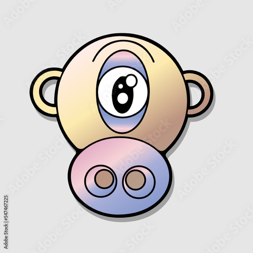Illustration of funny abstract comic icon with various emotion