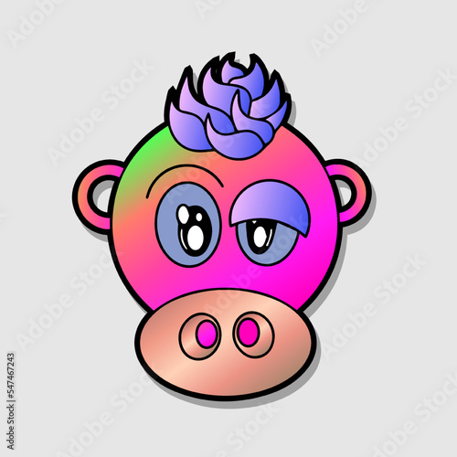 Illustration of funny abstract comic icon with various emotion