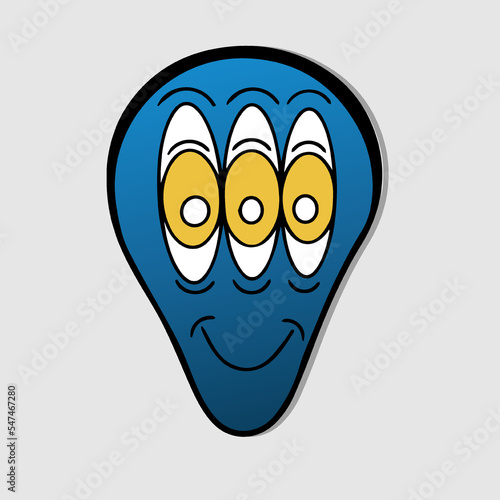 Illustration of funny abstract comic icon with various emotion