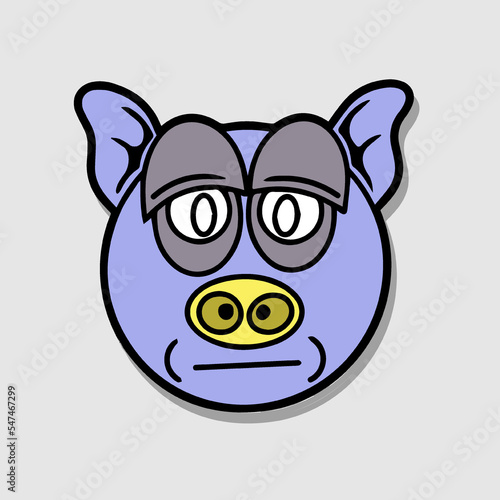 Illustration of funny abstract comic icon with various emotion