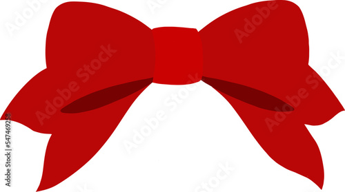 Red ribbon Christmas bow vector for Christmas decorations, presents, gifts, and other objects. Festive holiday bow clip art design for party or wedding or other graphic art products