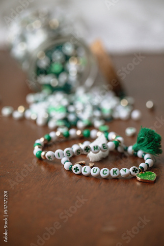 Green and White St. Patrick's Day Beads