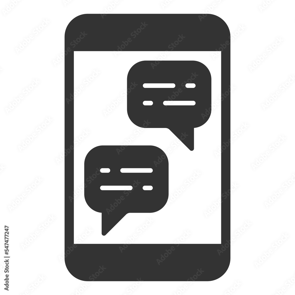 Dialogues on a smartphone - icon, illustration on white background, glyph style Dialogues on a smartphone - icon, illustration on white background, glyph style