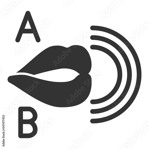 Lips pronounce letters - icon, illustration on white background, glyph style