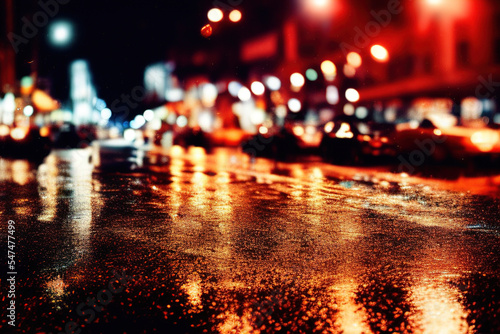 Asphalt after rain, night city