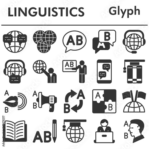 Seth, linguistics icons set - icon, illustration on white background, glyph style