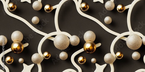 
Seamless pattern of New Year's decor, Christmas tree decorations. Texture for web page, greeting cards, posters and banners. Merry Christmas